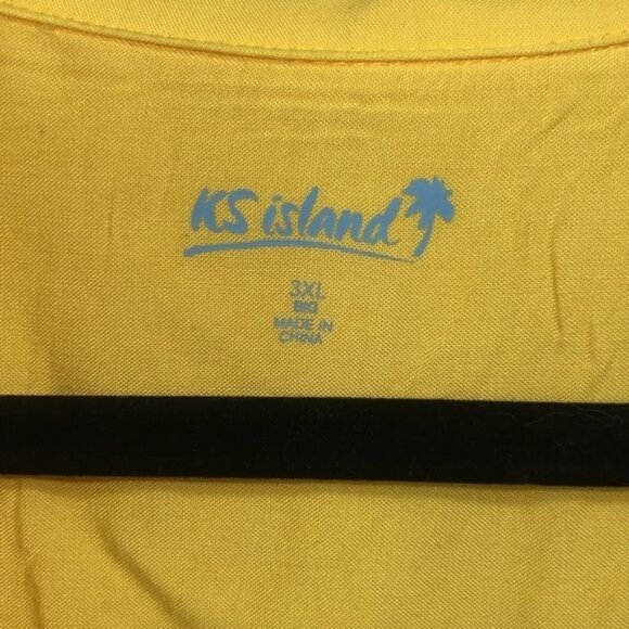KS Island Yellow Short-Sleeve Button-Up Shirt Mens Size XXXL - Picture 6 of 10